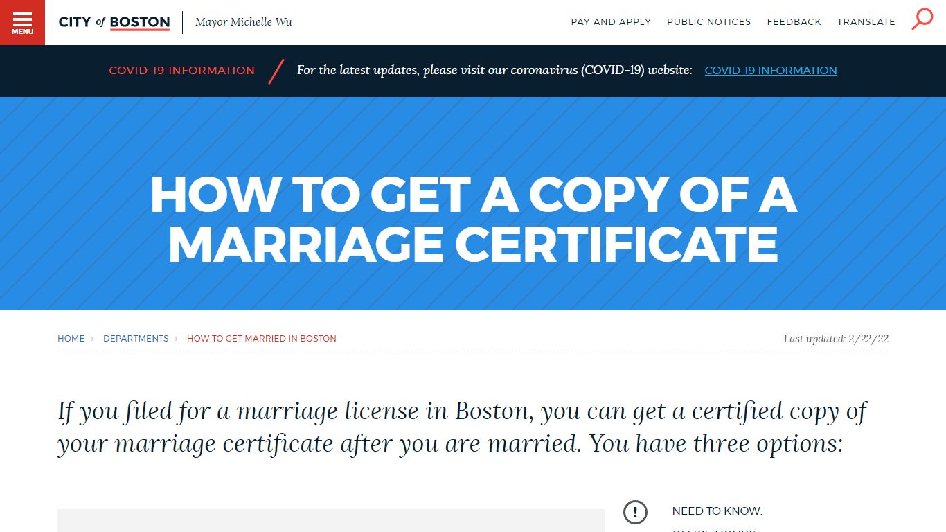 How to get a copy of a marriage certificate | Boston.gov