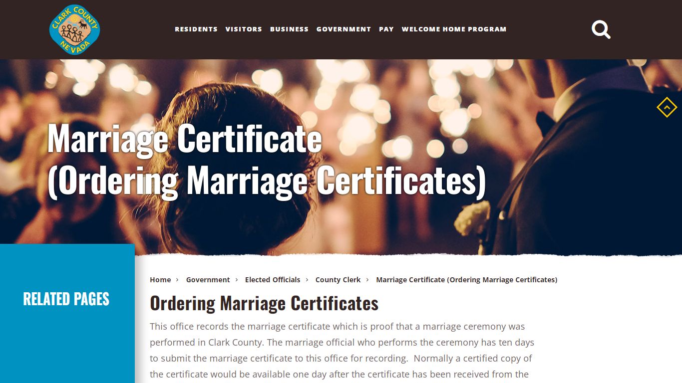 Marriage Certificate<br>(Ordering Marriage Certificates)
